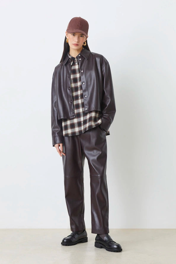 Suncoo Lennox Faux Leather Jacket in Plum