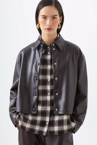 Suncoo Lennox Faux Leather Jacket in Plum
