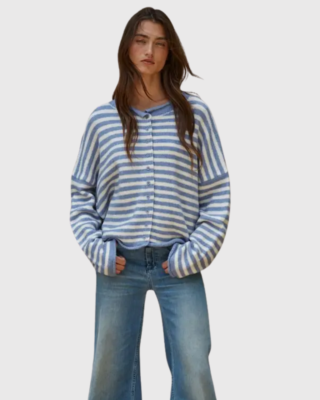 Trend Stripe Cardigan Blue