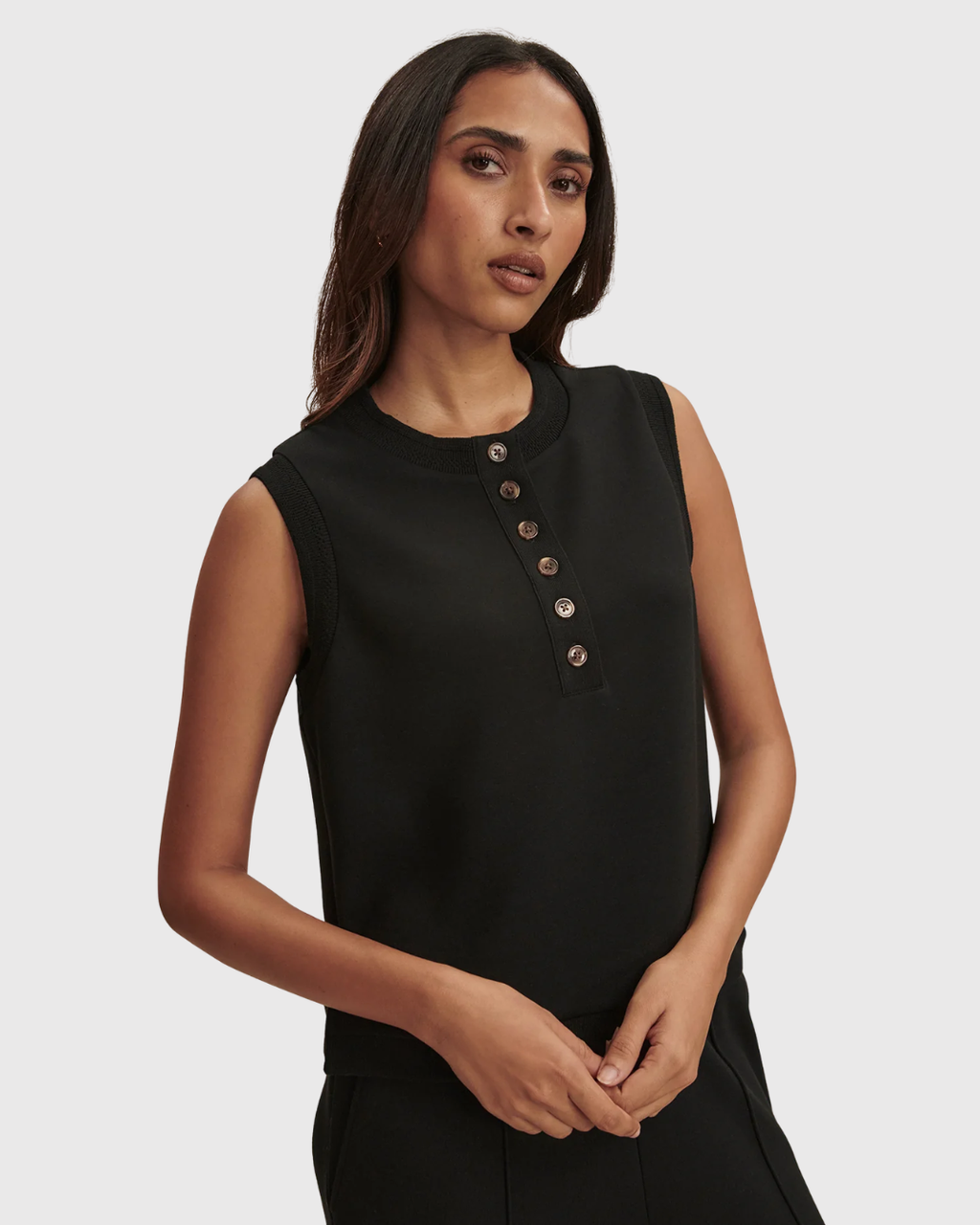 Varley Marla Button Tank Black