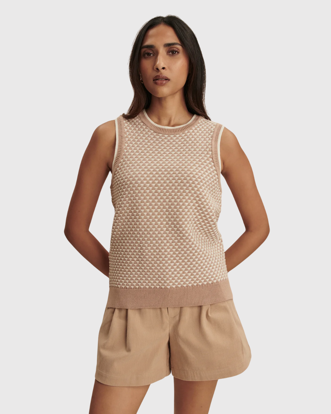 Varley Jenson Stitch Knit Tank Taupe