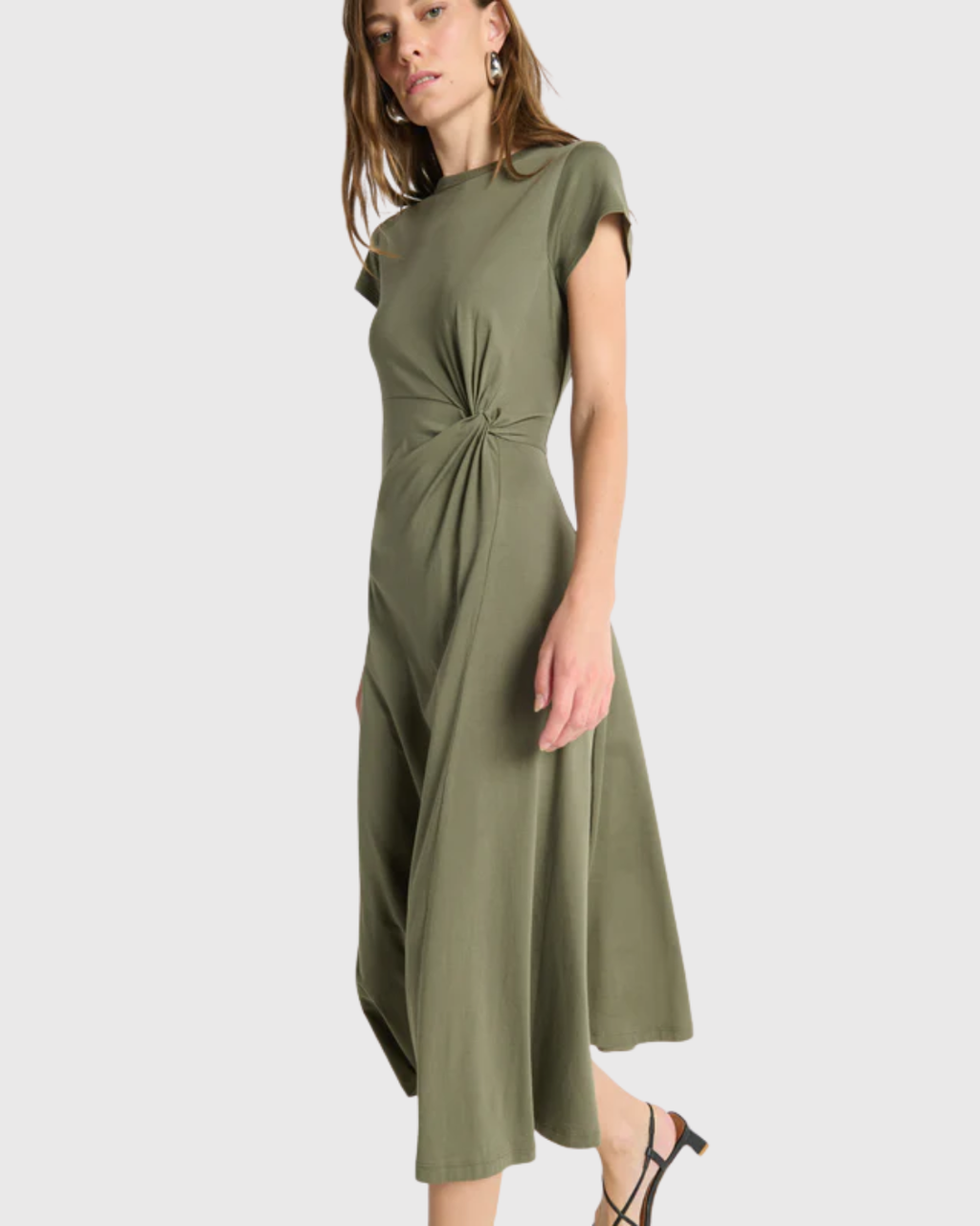Nation Frida Twist Midi Dress Olive