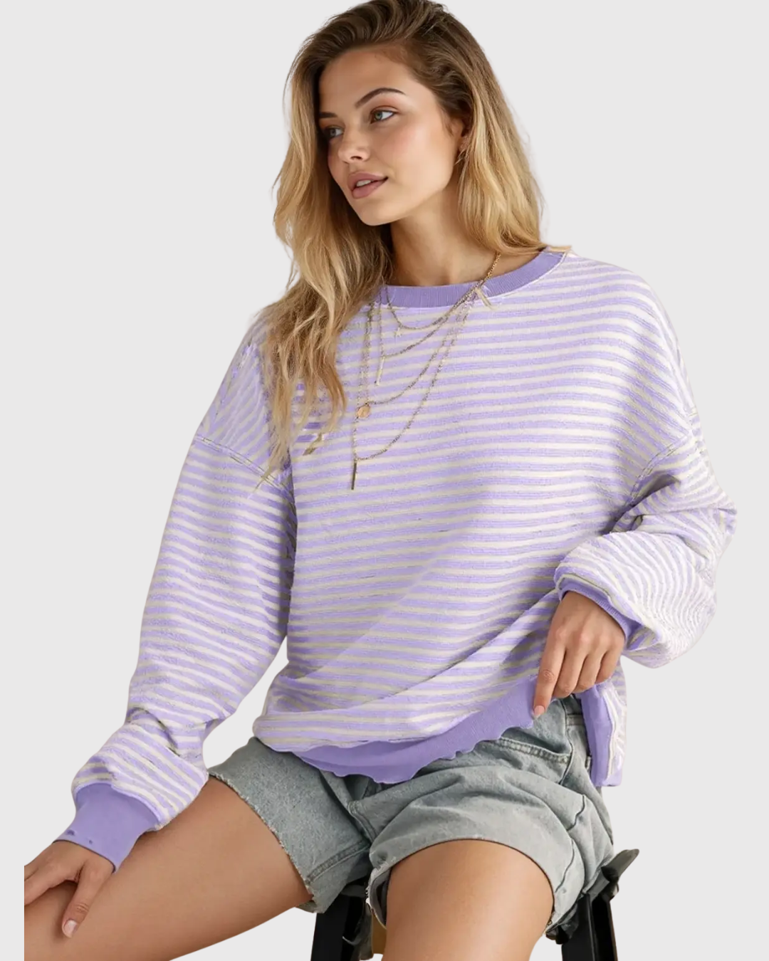 Trend Long Sleeve Top Purple Stripe