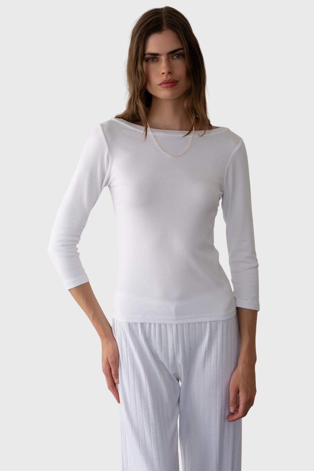 Donni The Baby Rib Boat Neck Powder