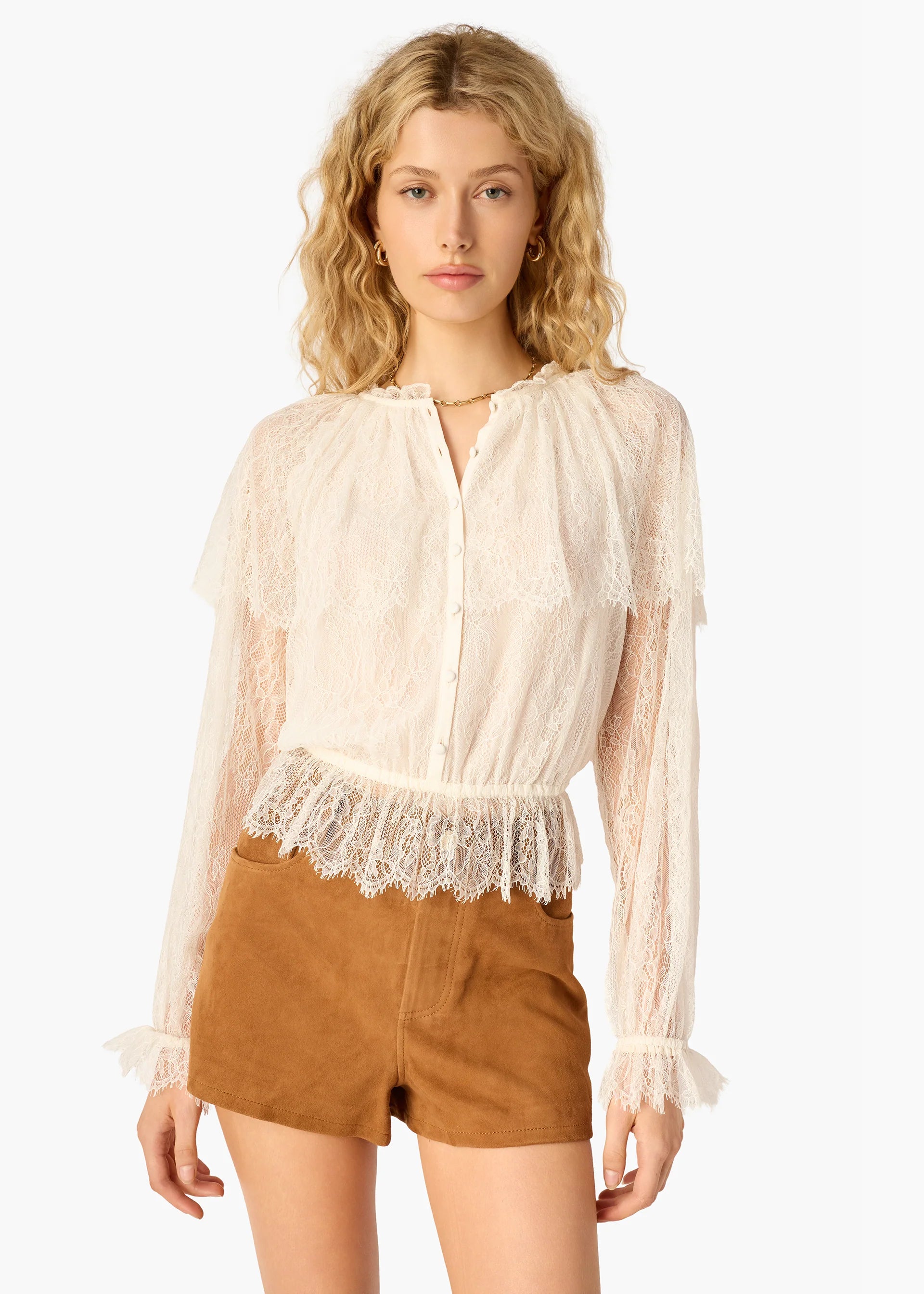 Cami NYC Vitoria Lace Blouse in Macadamia