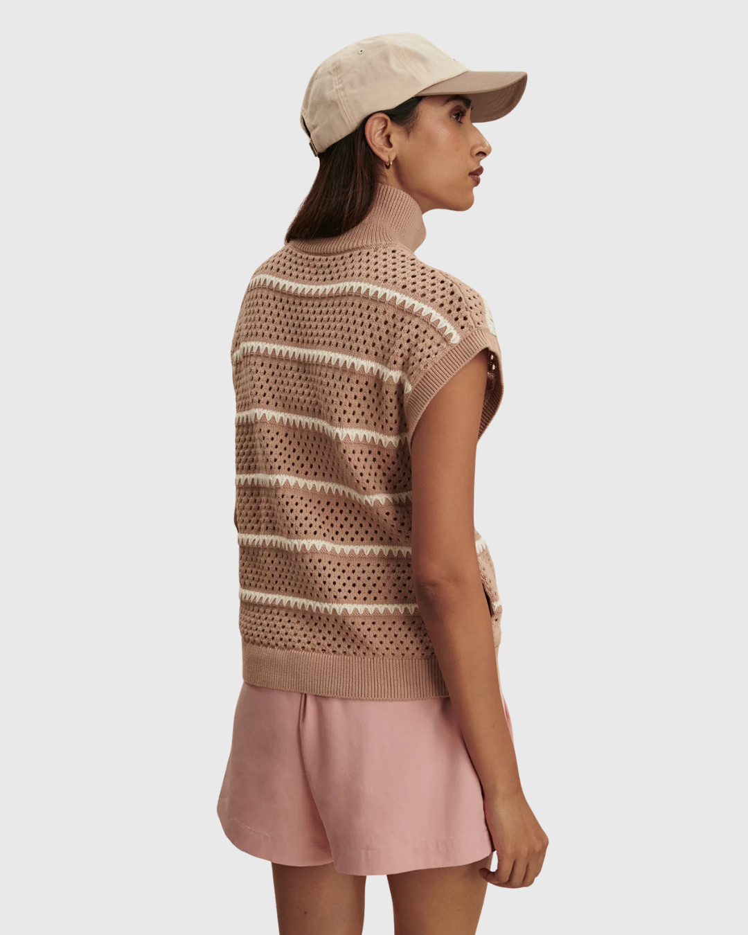 Varley Haney Zip Through Knit Taupe