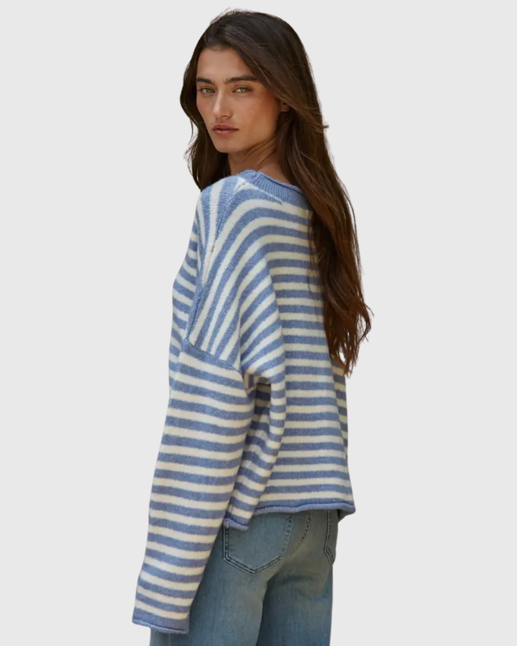 Trend Stripe Cardigan Blue