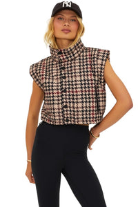 Beach Riot Canyon Puffer Vest in Midnight Houndstooth