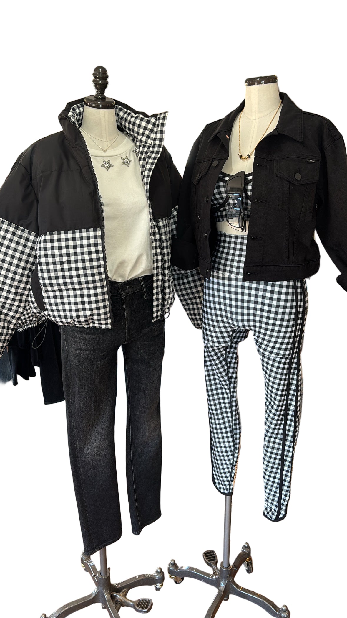 Beach Riot Jojo Puffer Houndstooth