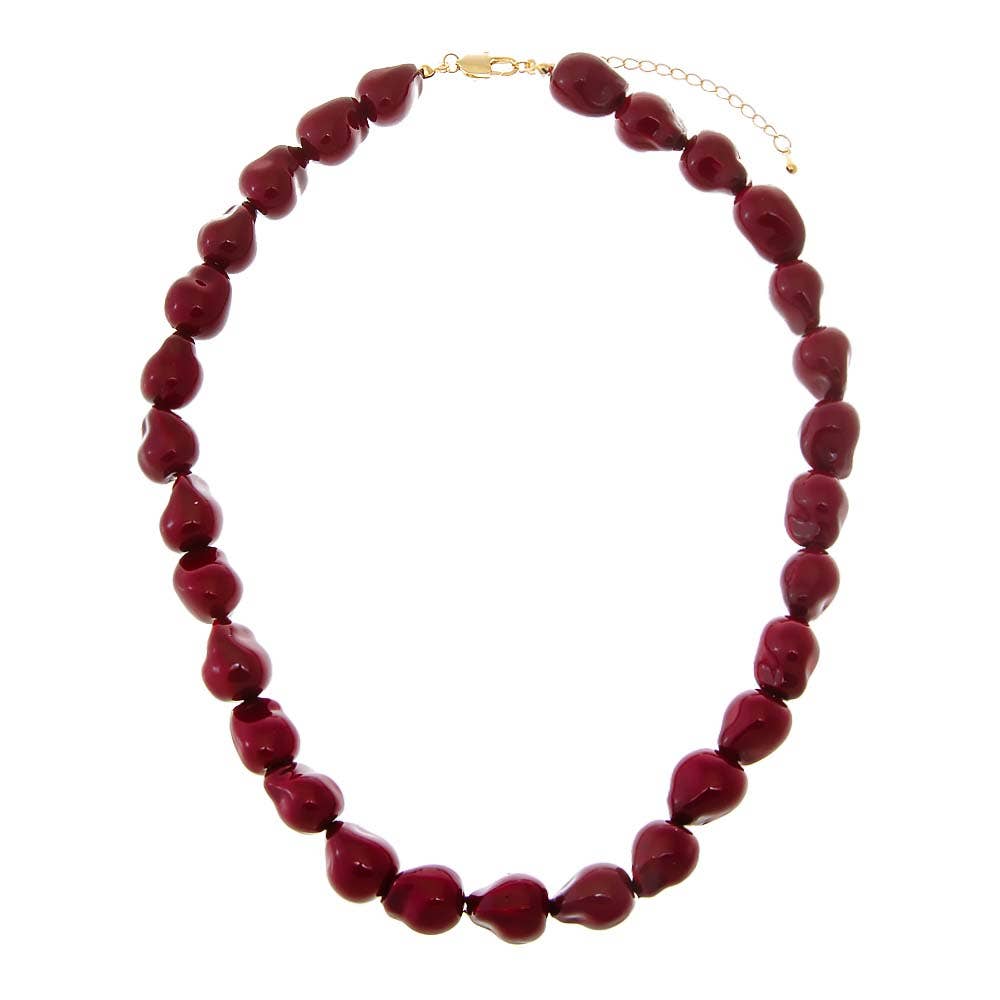 Chunky Burgundy Beaded Necklace