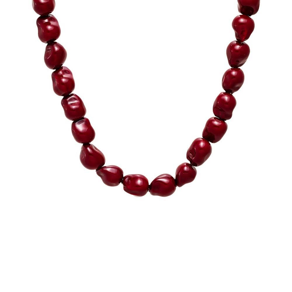 Chunky Burgundy Beaded Necklace