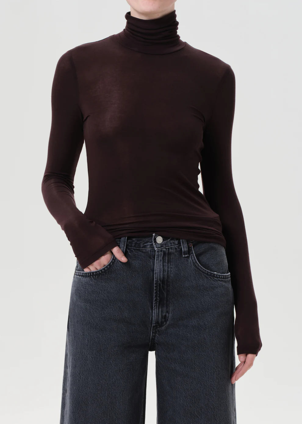Agolde Pascale Turtleneck Brown