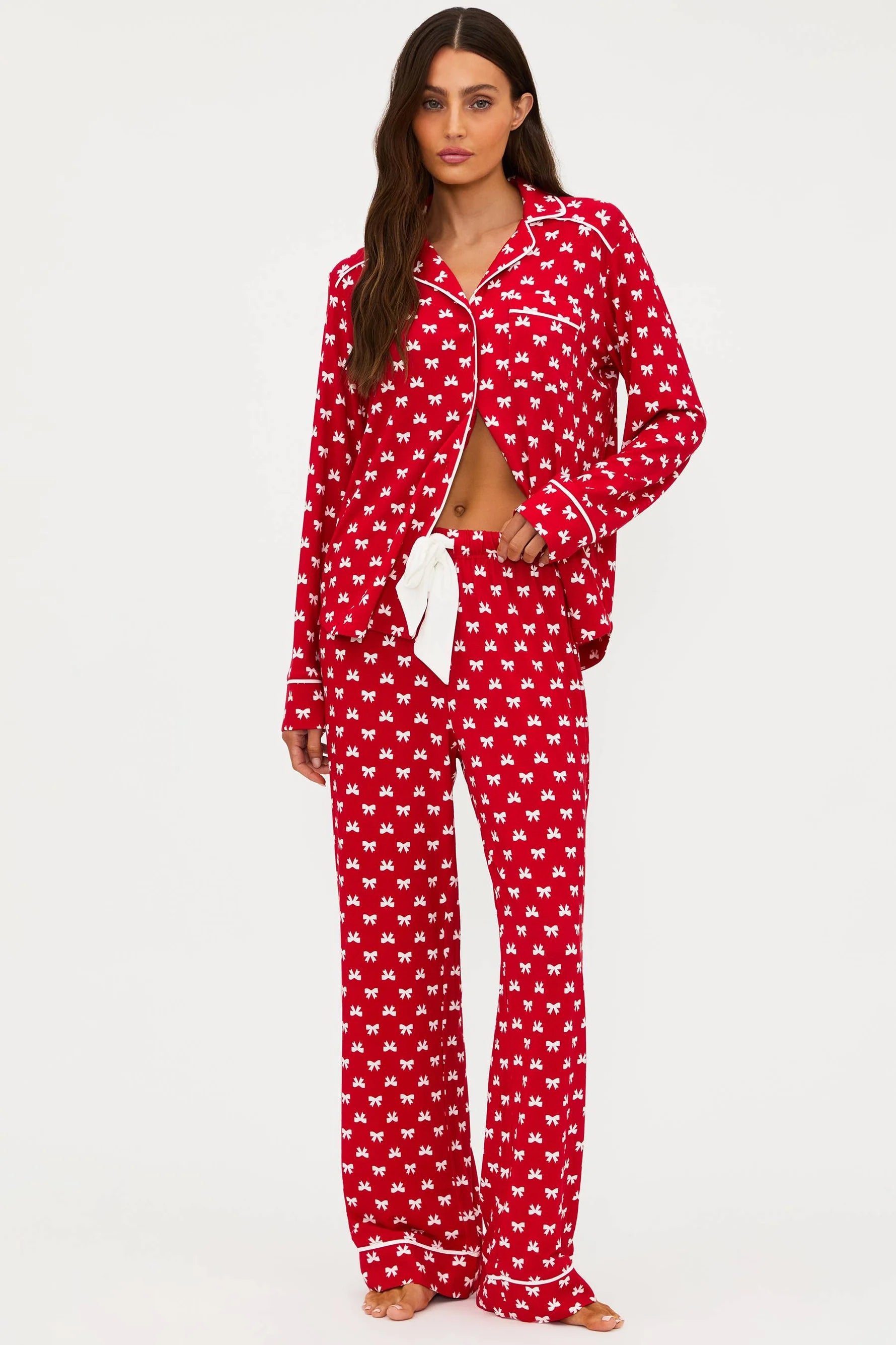 Beach Riot Livy top/Connie Pant Pajama Set Peppermint Bows