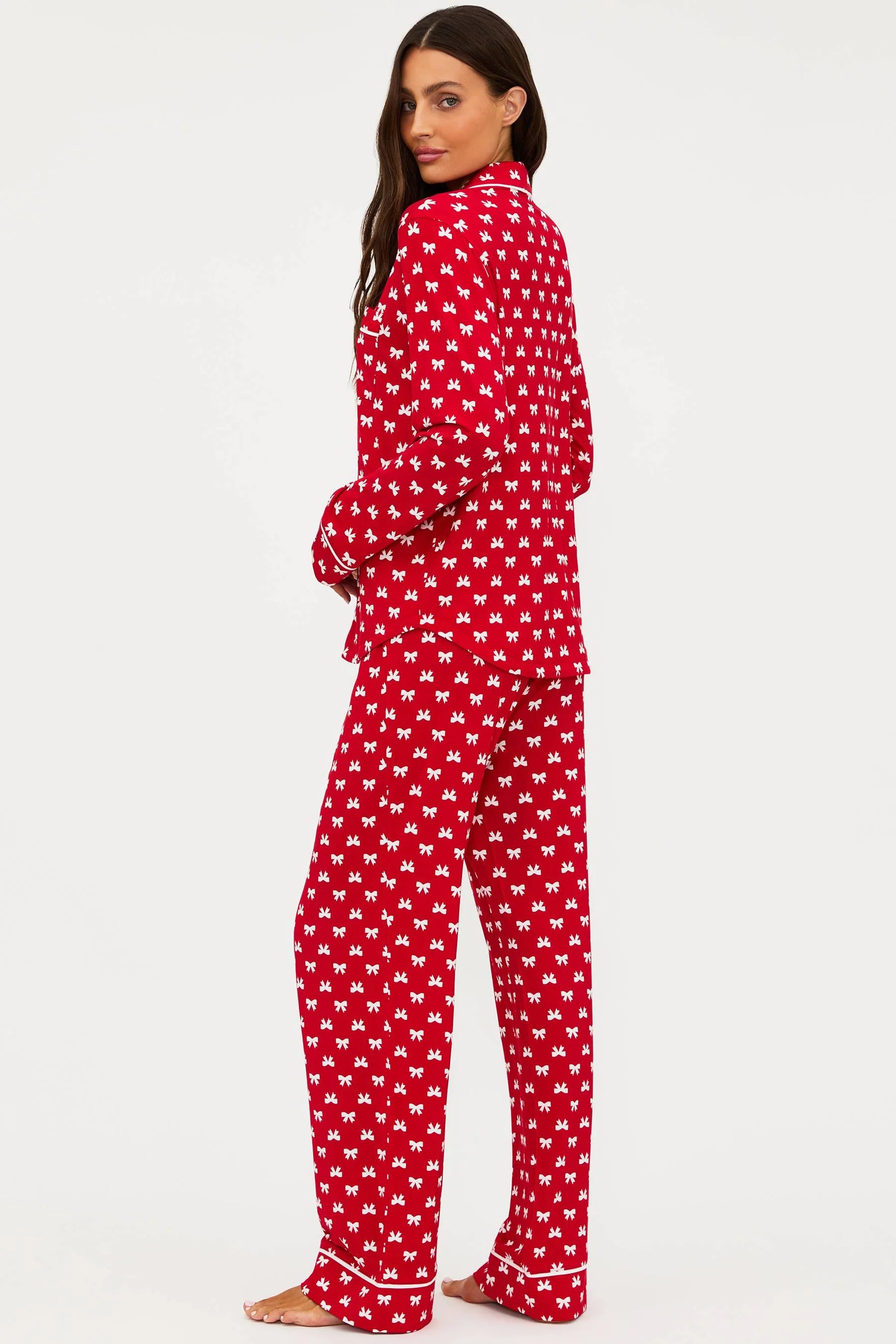 Beach Riot Livy top/Connie Pant Pajama Set Peppermint Bows