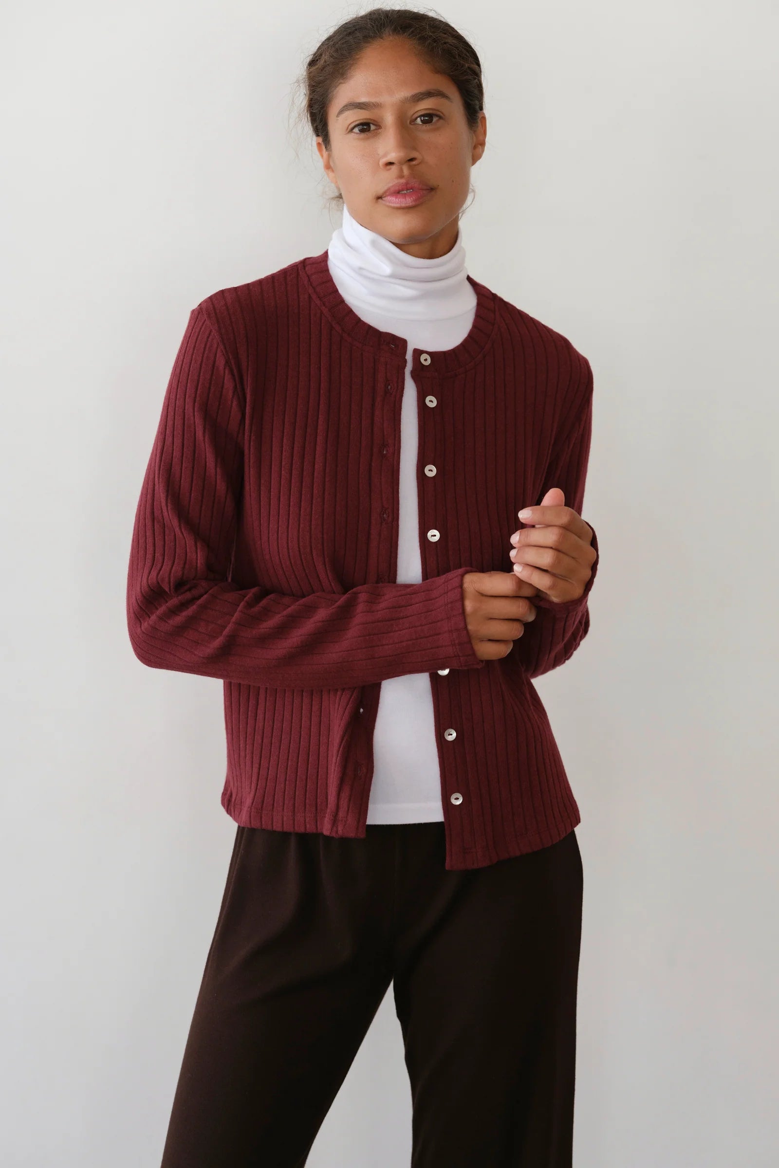 Donni The Sweater Rib Cardi Oxblood