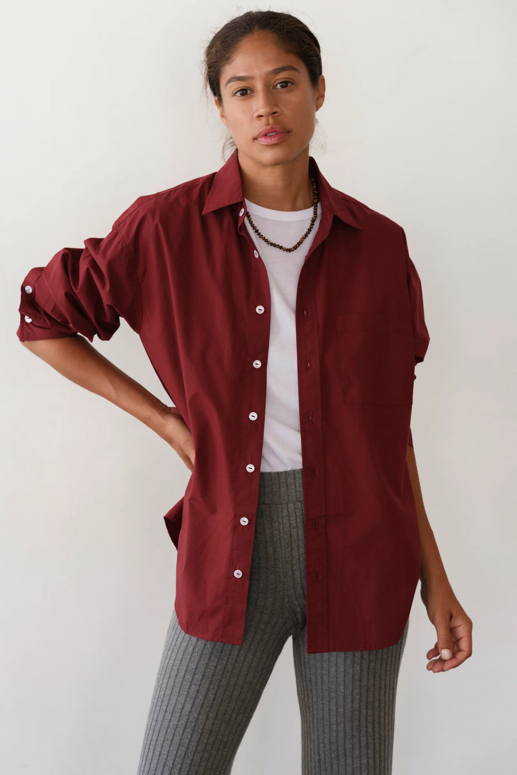 Donni The Pop Shirt Oxblood
