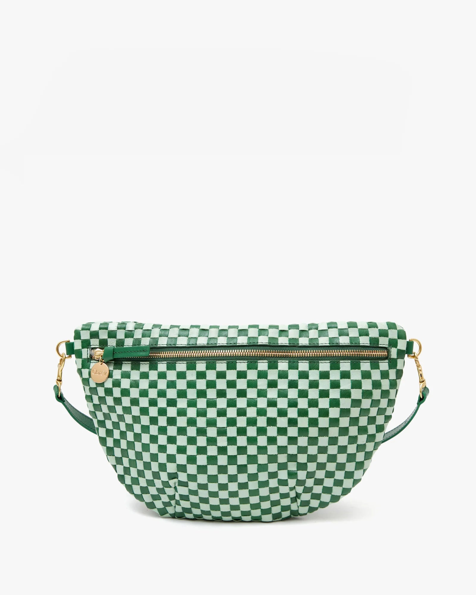 Clare V. Grande Fanny Woven Checker - Fern/Mist