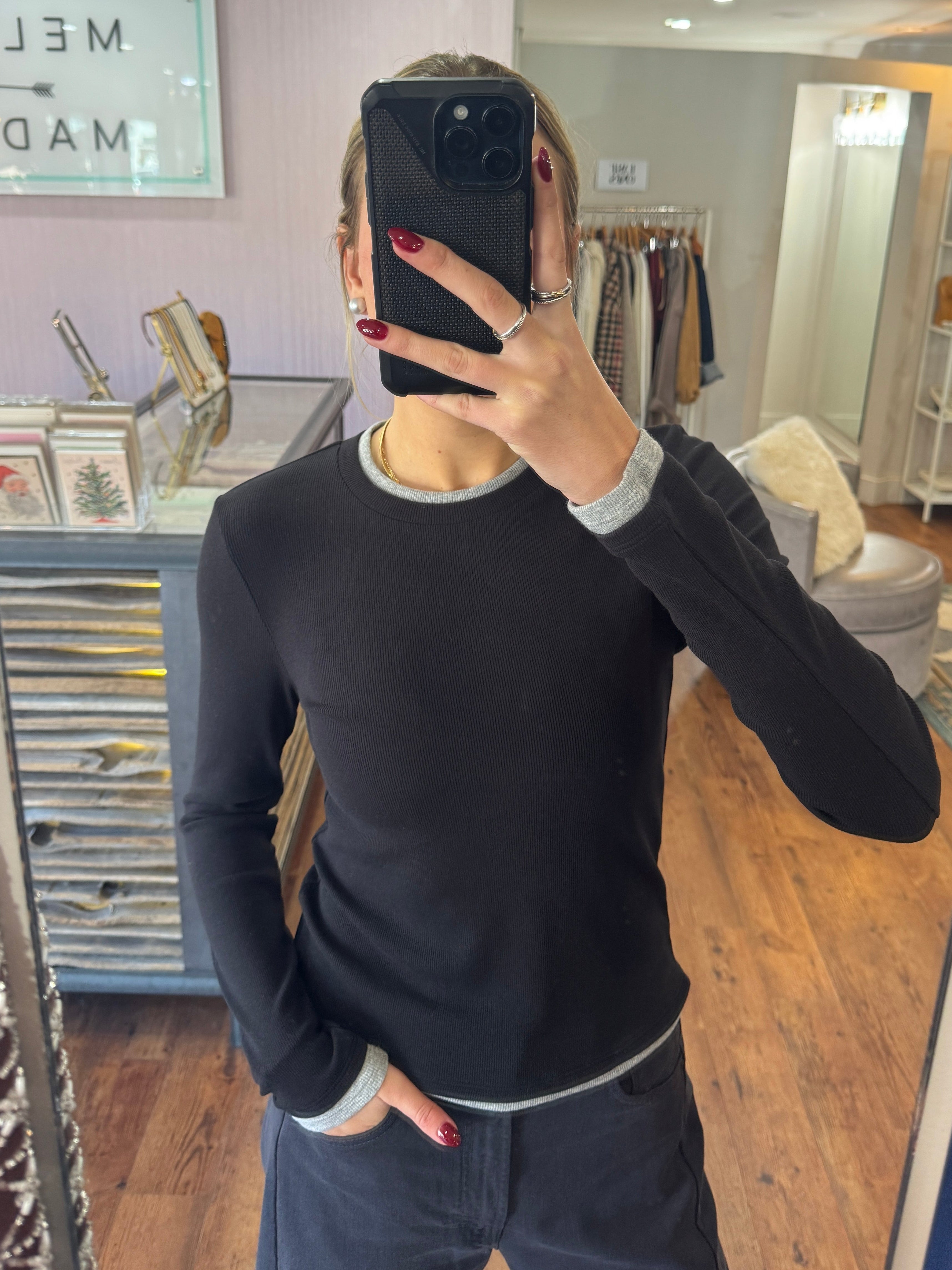 Velvet Nova Double Layer Tee Black