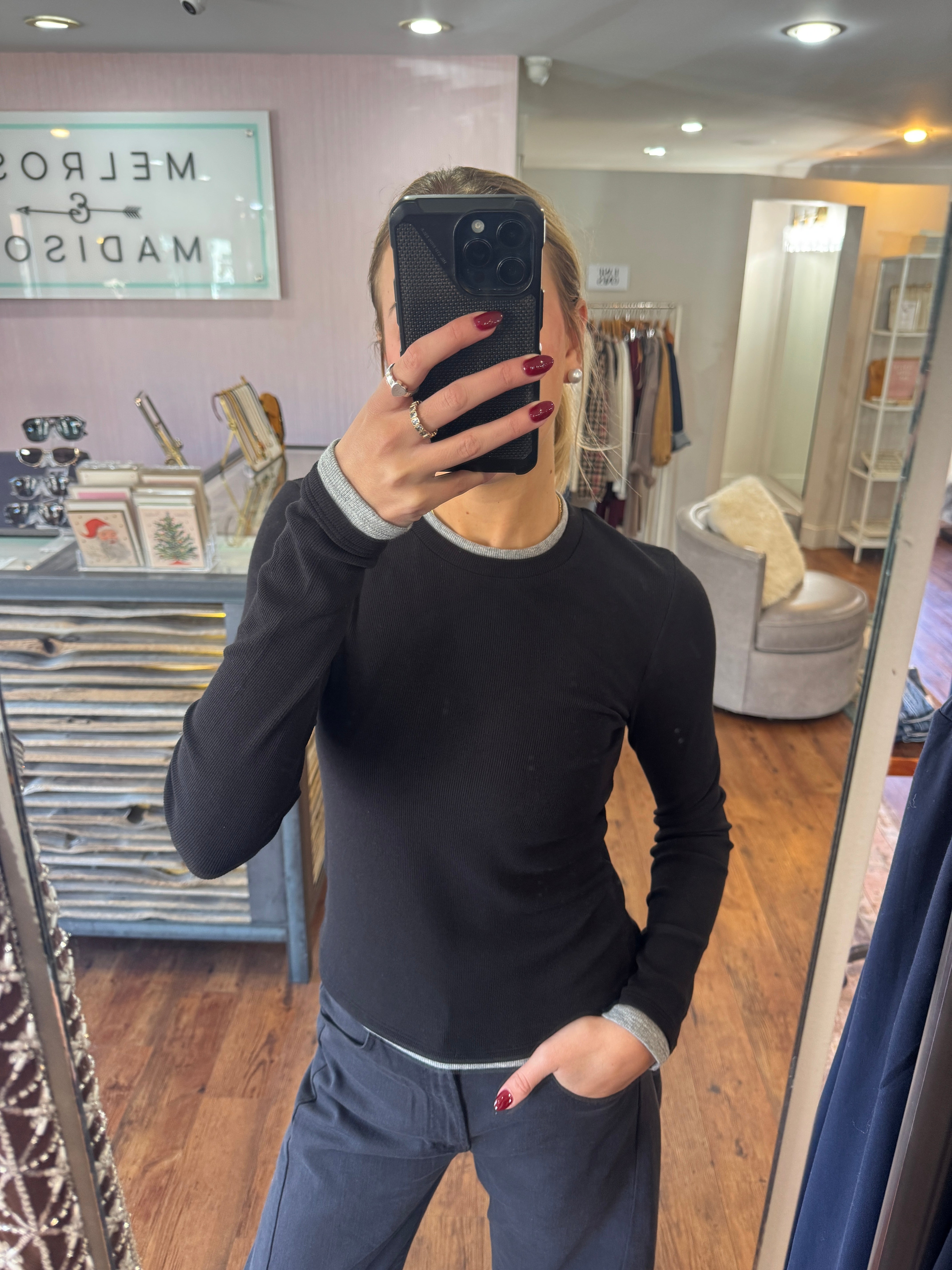 Velvet Nova Double Layer Tee Black