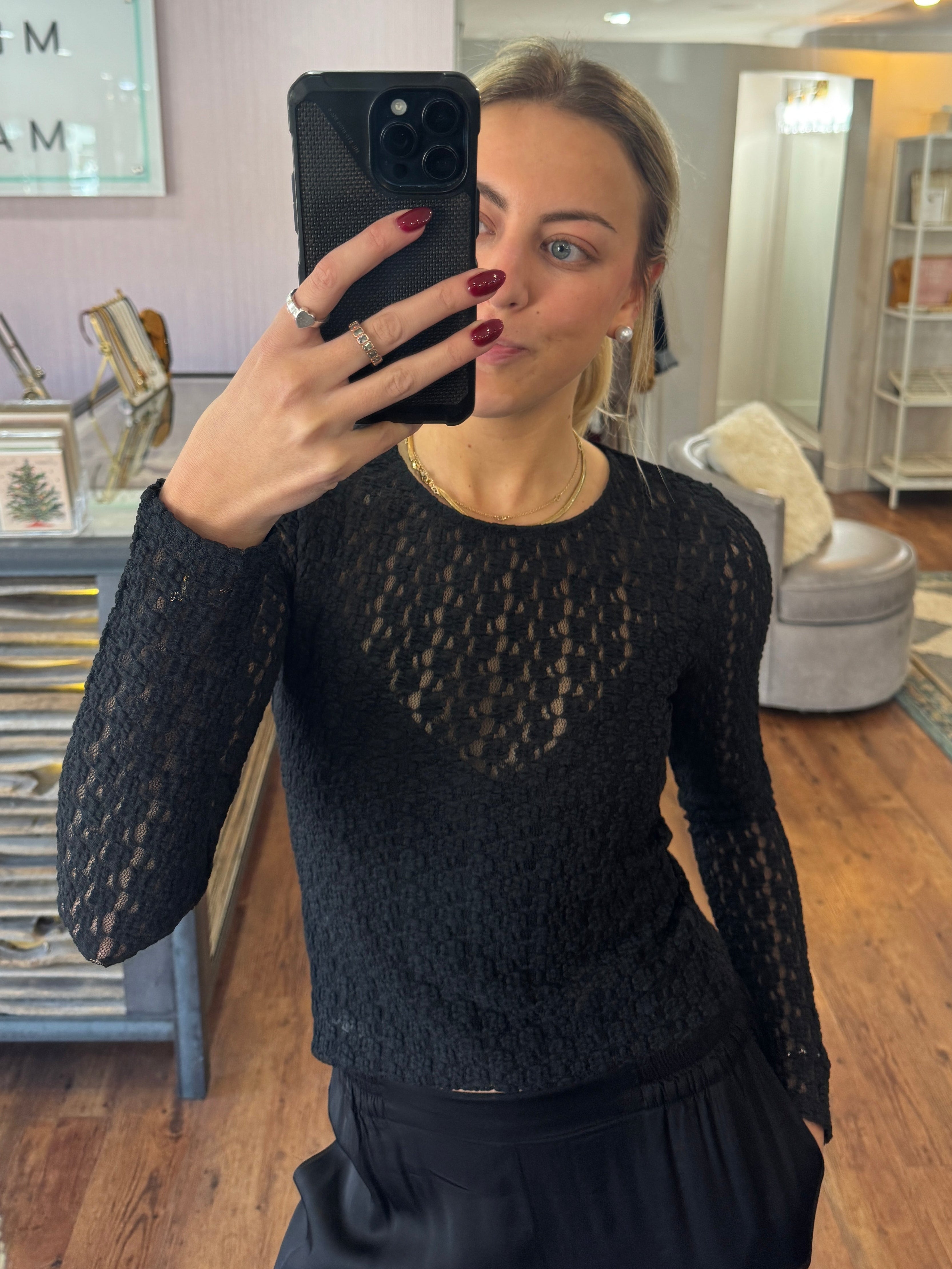 Velvet Tori Lace Top Black