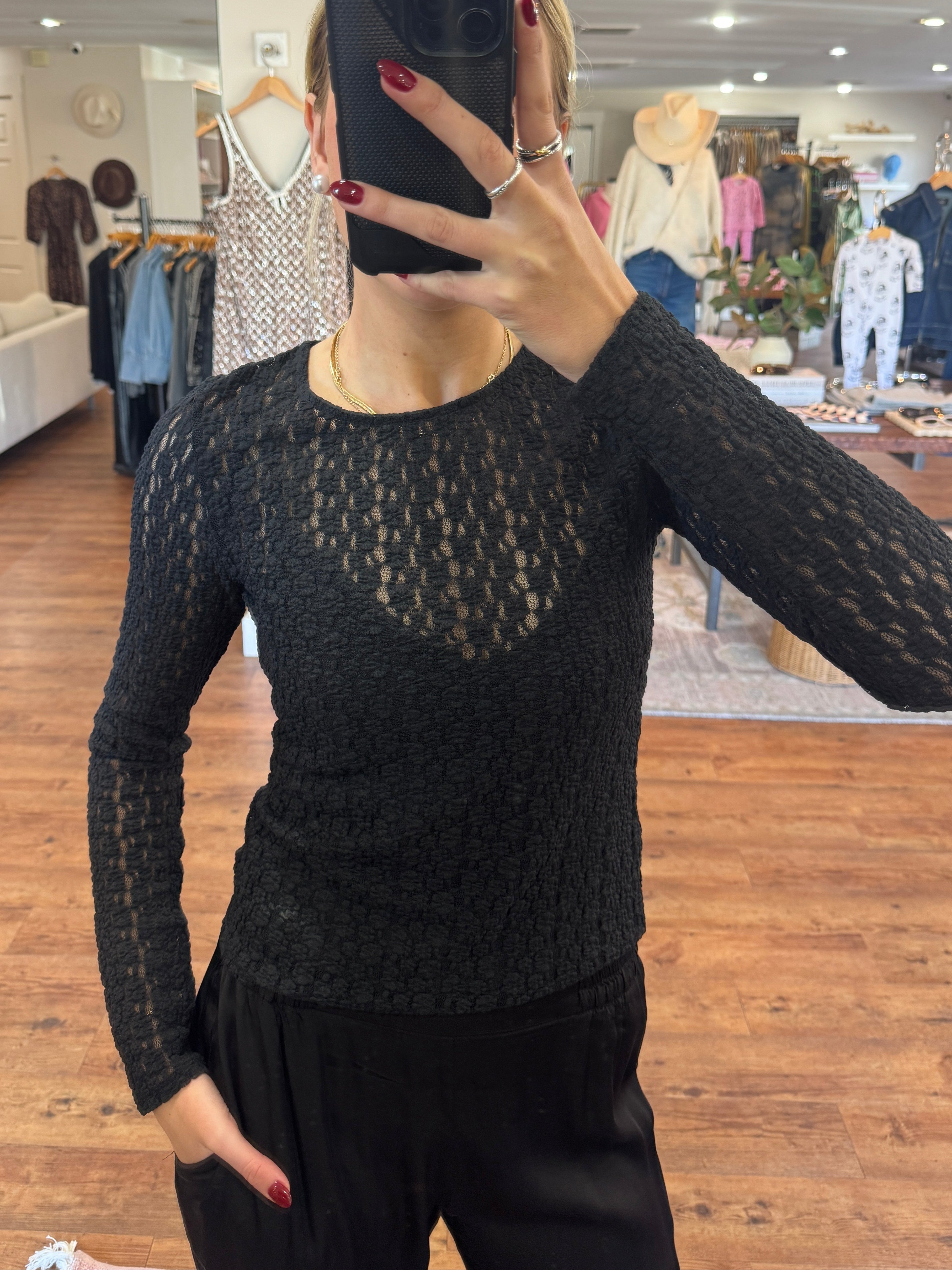 Velvet Tori Lace Top Black