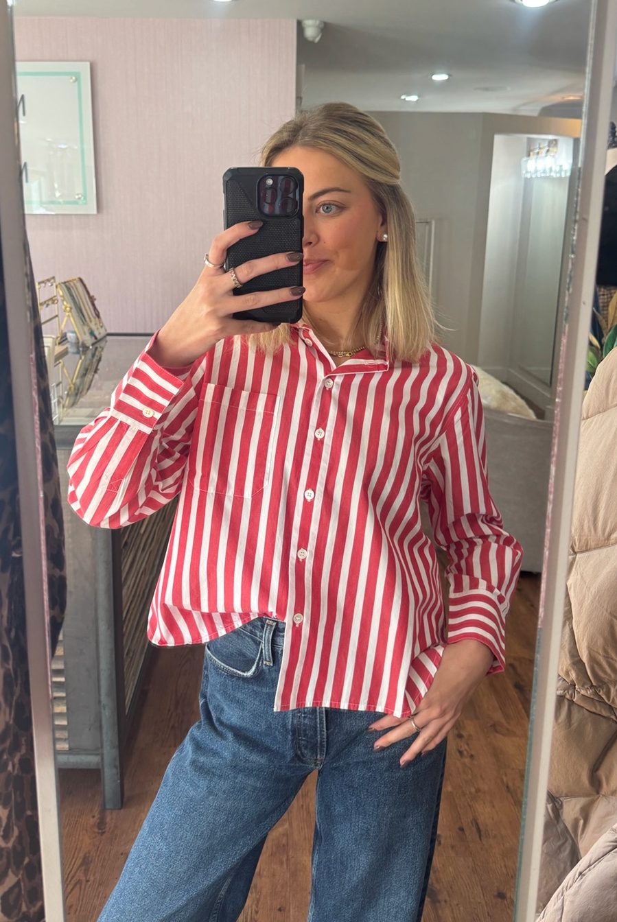 Xirena Monroe Buttondown Scarlet Stripe