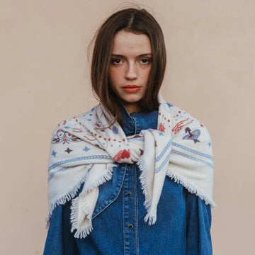 Freya Cosmic Rodeo Cashmere Bandana Sweater Wrap Ivory