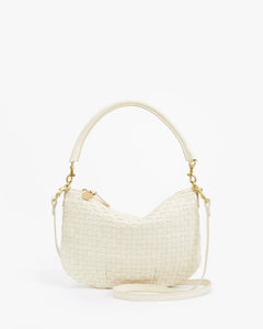 Clare V. Petit Moyen Messenger Woven Checker - Cream