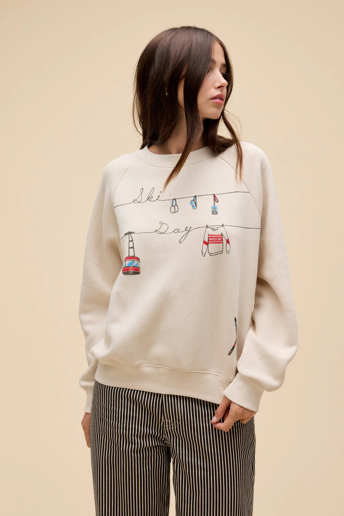 Daydreamer Embroidered Sweatshirt Ski Day
