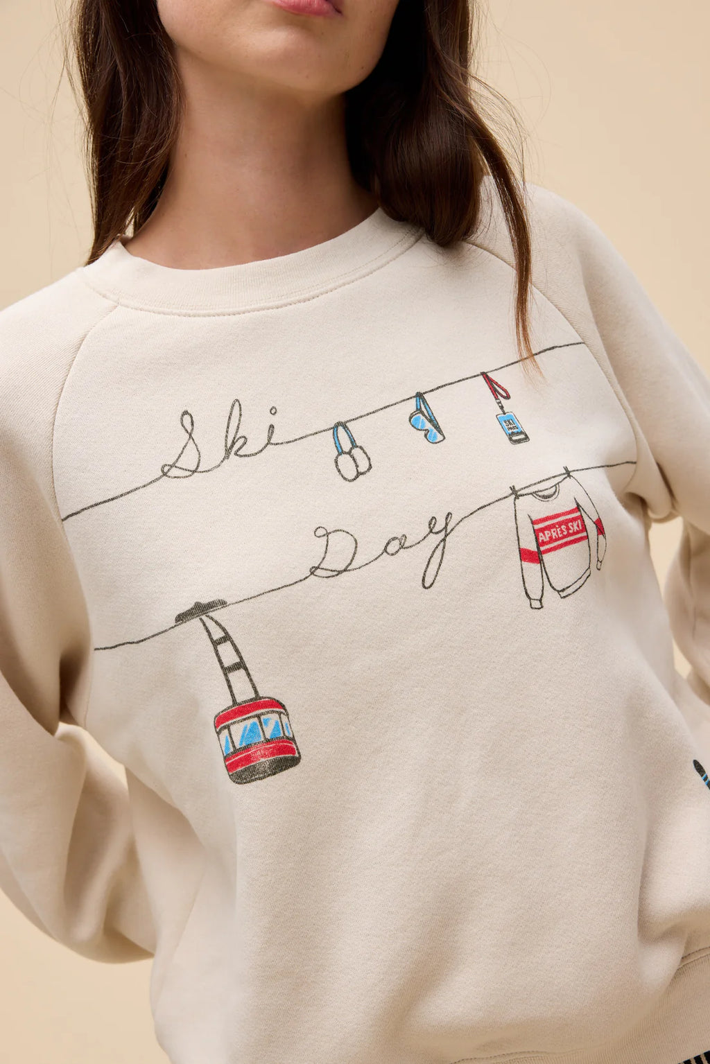 Daydreamer Embroidered Sweatshirt Ski Day