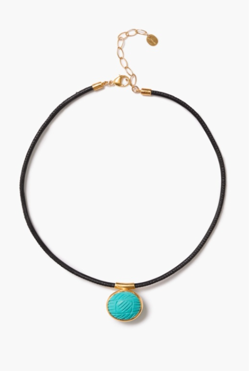 Chan Luu Turquoise Leather Cord Necklace