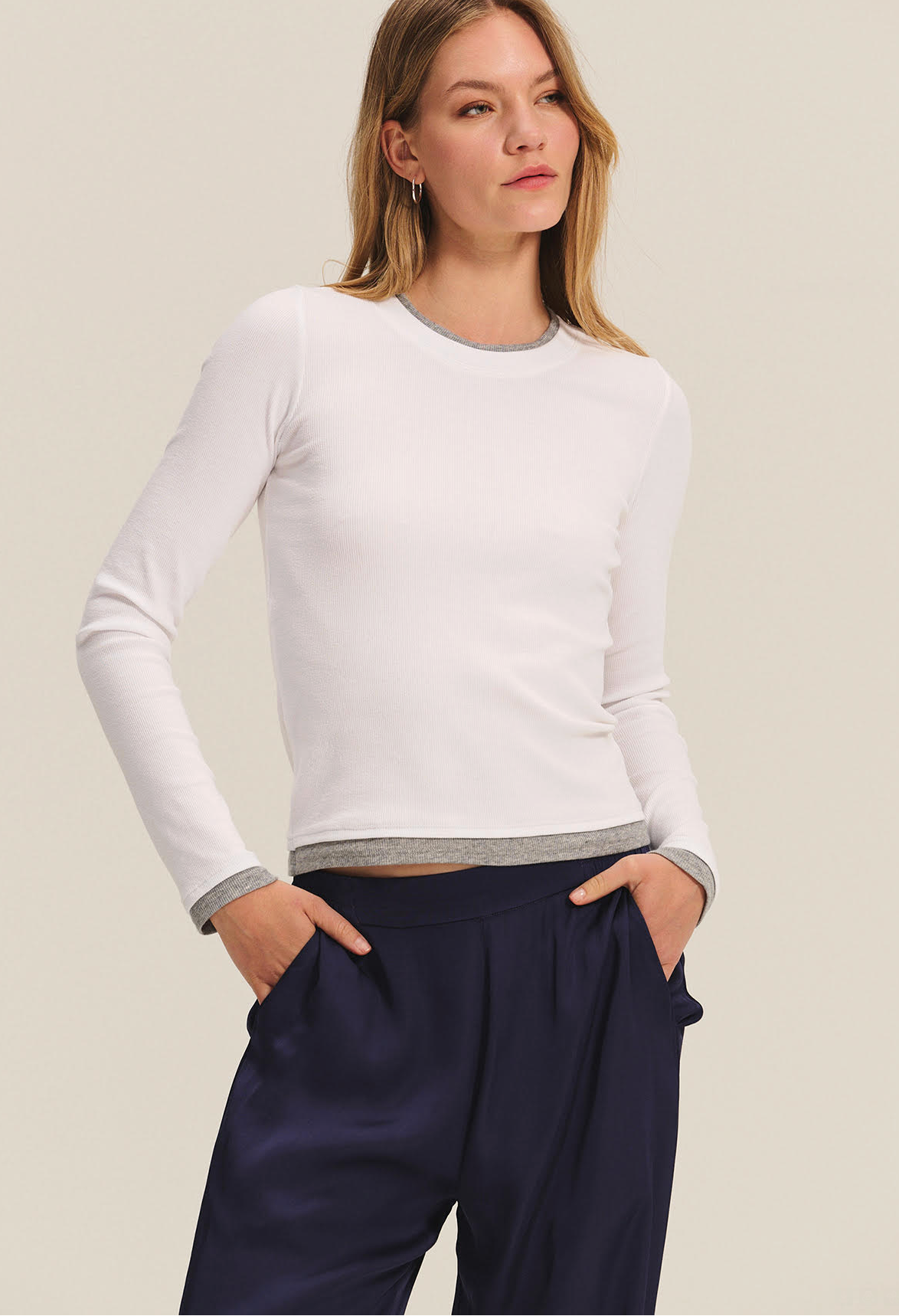 Velvet Nova Double Layer Tee White