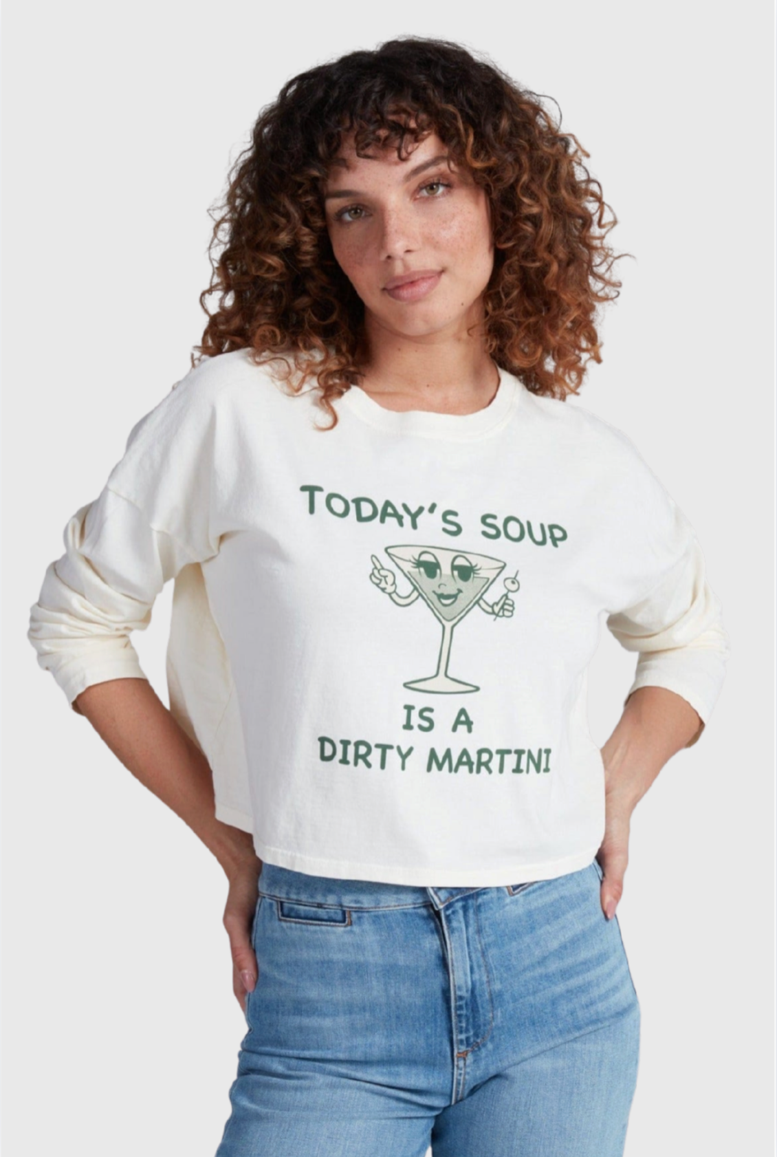 AskkNY Cropped Long Sleeve Martini Soup