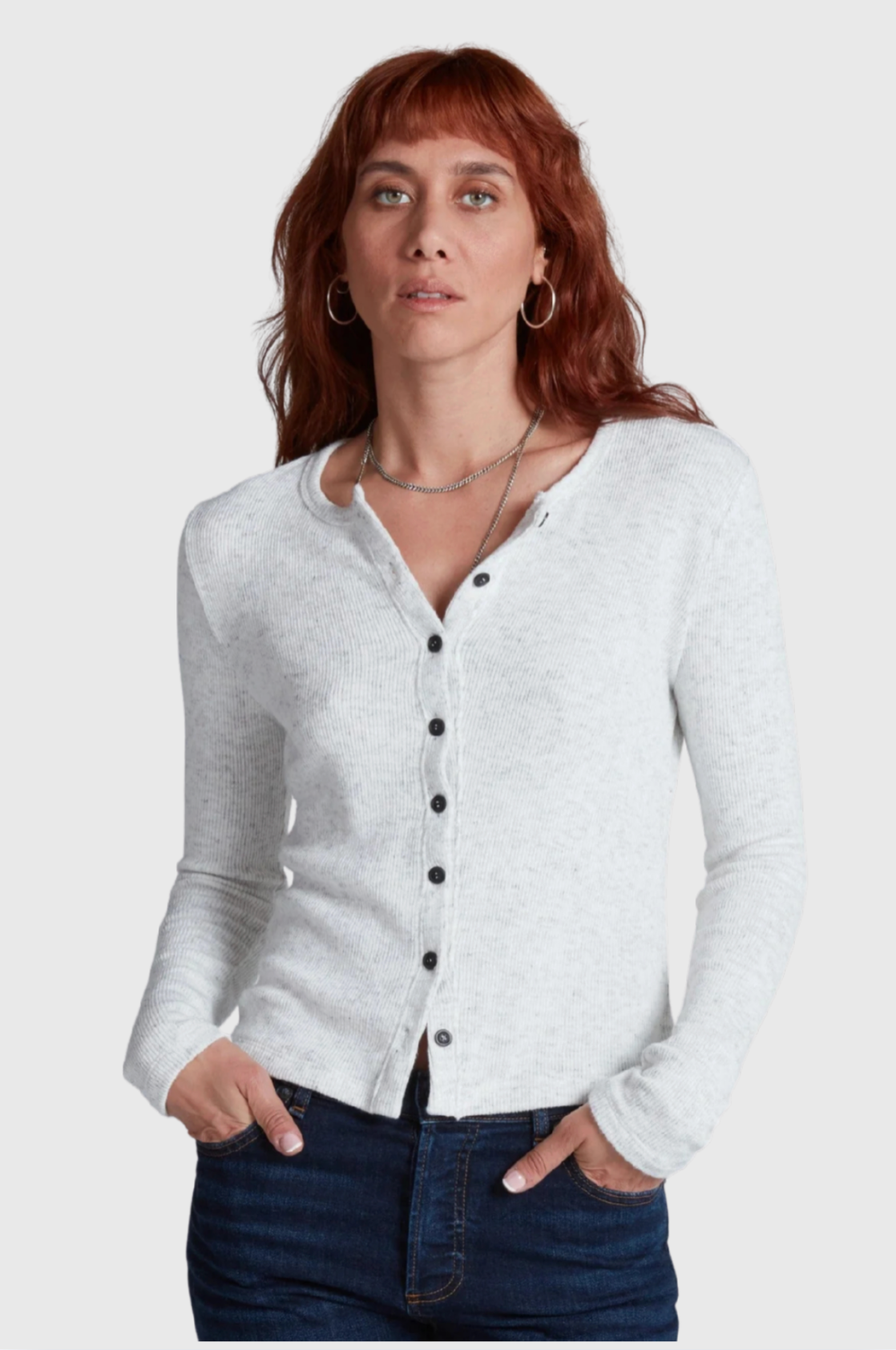 AskkNY Rib Cardigan Heather