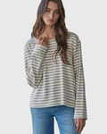 Trend Knit Striped Long Sleeve Taupe