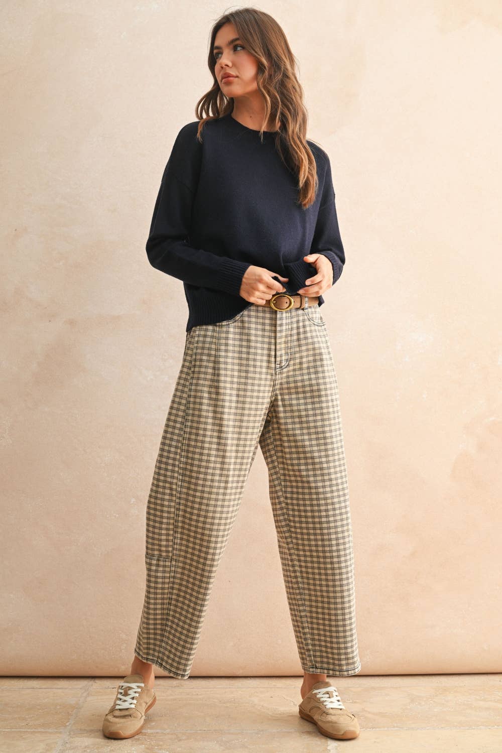 Mini Checkered Barrel Pants