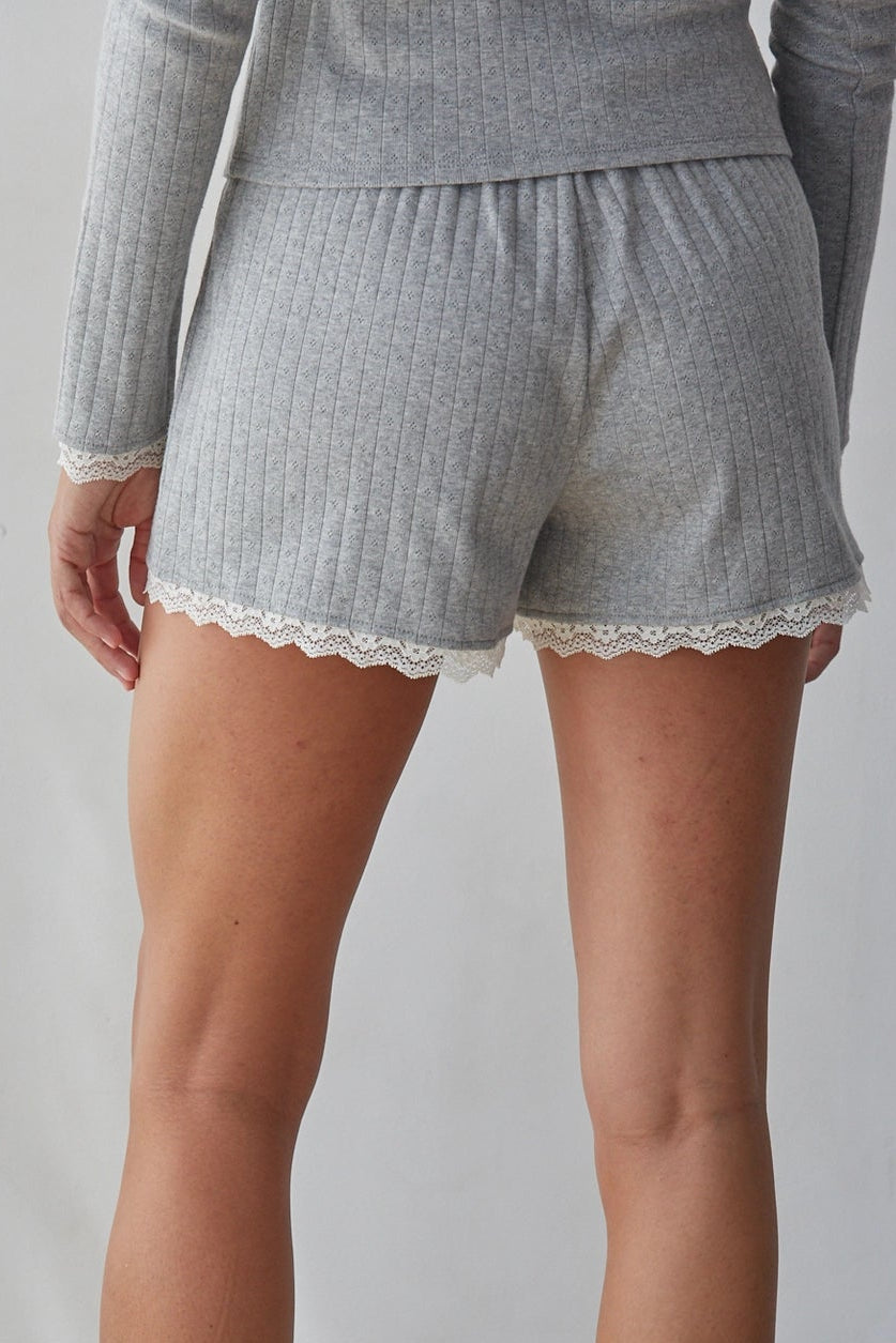 Trend Pointelle Lace Trim Shorts