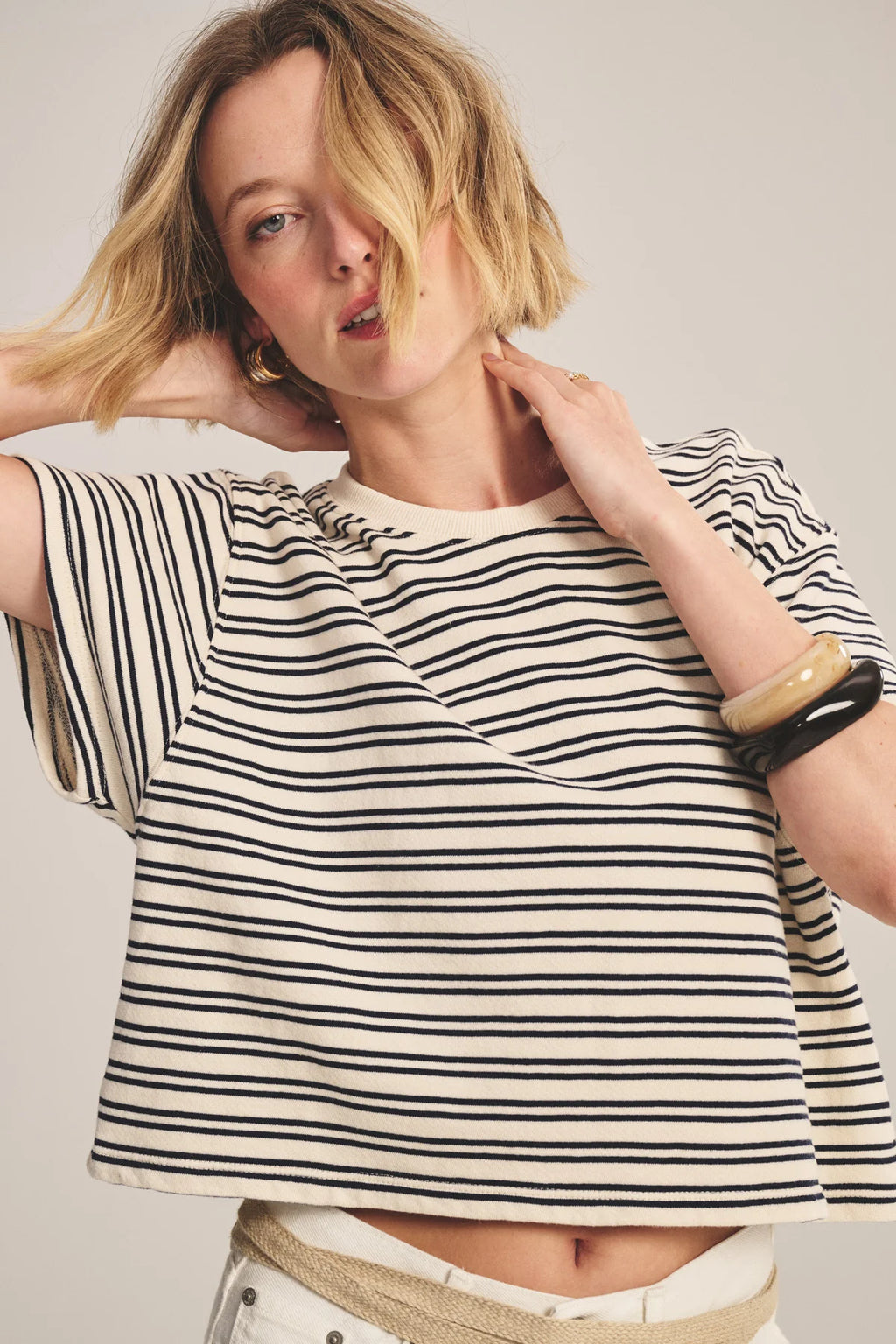 Velvet Brissa Stripe Top Navy