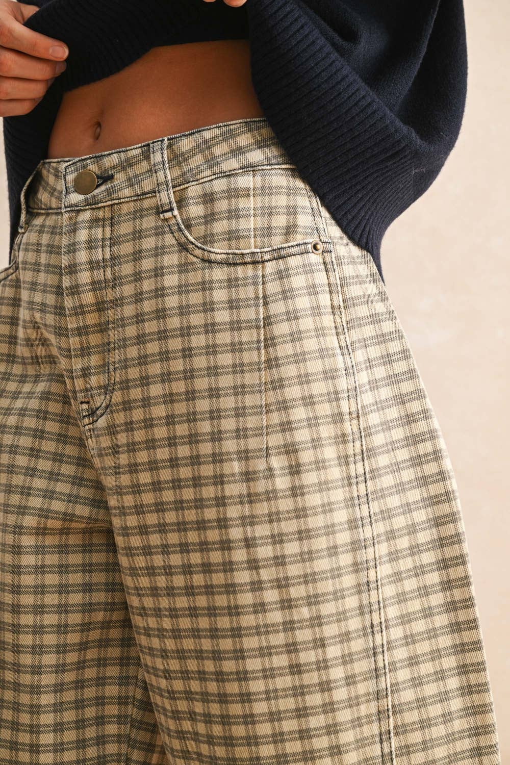 Mini Checkered Barrel Pants