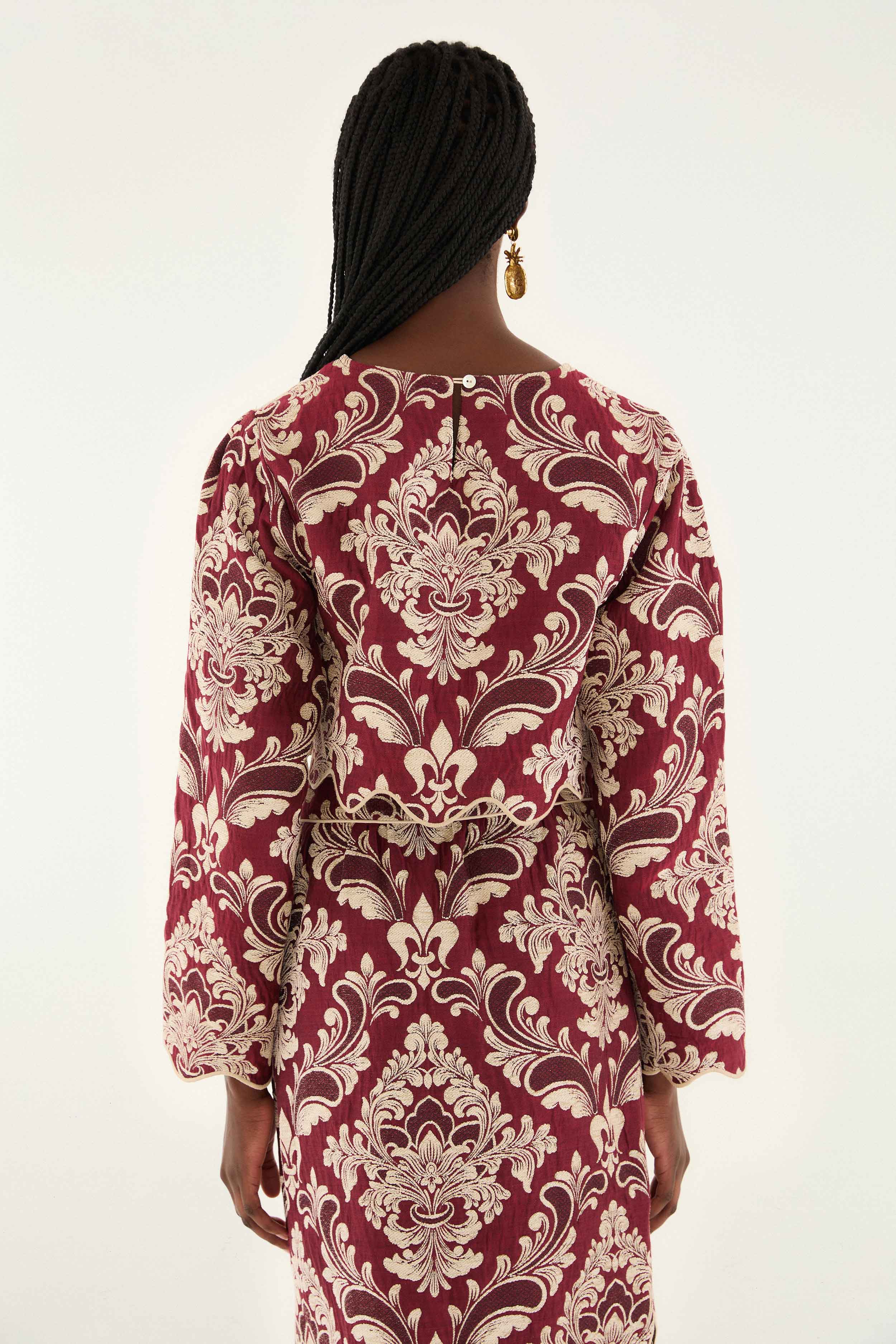 Farm Rio Jacquard Waves Long Sleeve Top