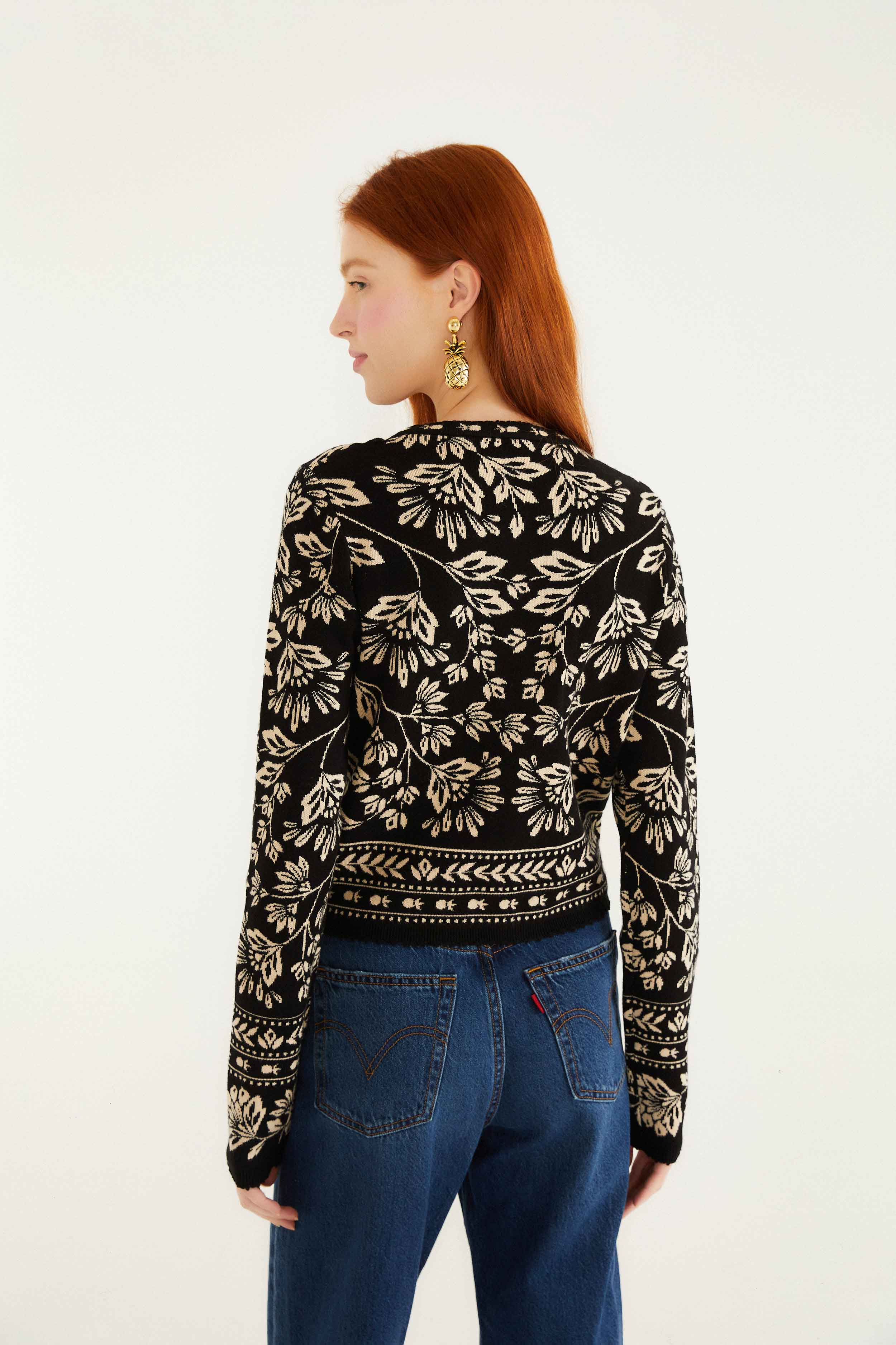 Farm Rio Flower Bloom Buttoned Knit Cardigan
