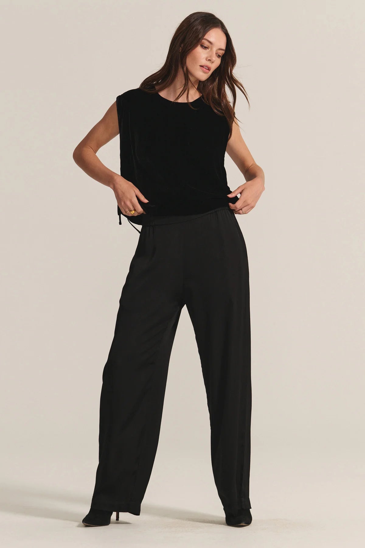 Velvet Larkin Satin Pant Black