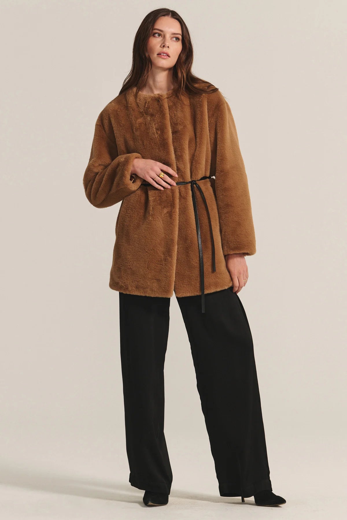 Velvet Marmont Fur Jacket Tan